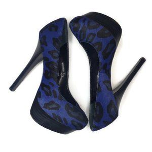 Bebe Blue Animal Print Heels. Size 7